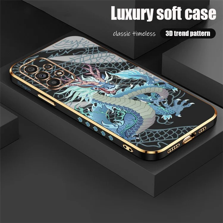 RZANTS For Samsung Galaxy A13 4G Phone TPU Cover Electroplating Chinese Dragon Pattern Case - Black