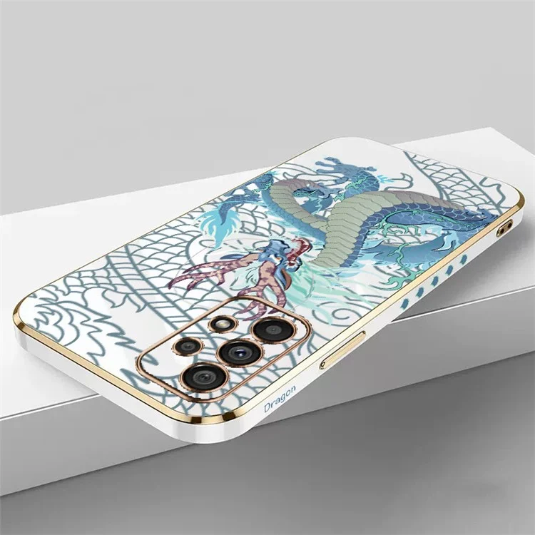 RZANTS Para Samsung Galaxy A73 5G Funda de Teléfono TPU Patrón de Dragón Chino Recubrimiento Chapado - Blanco