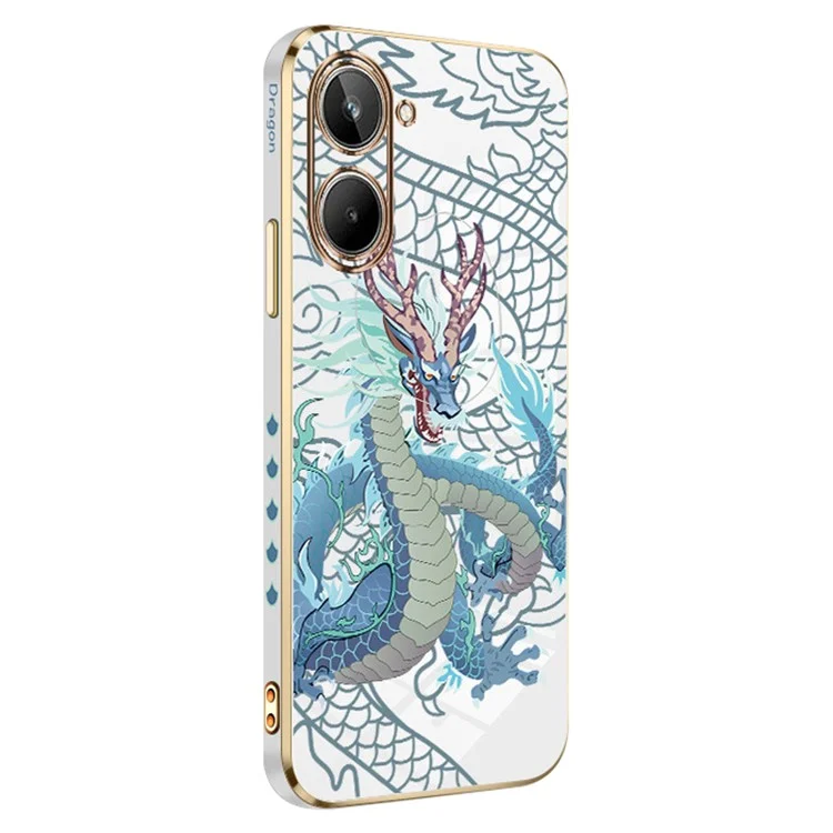 RZANTS For Realme 10 4G Soft TPU Case Electroplating Edge Chinese Dragon Pattern Phone Cover - White