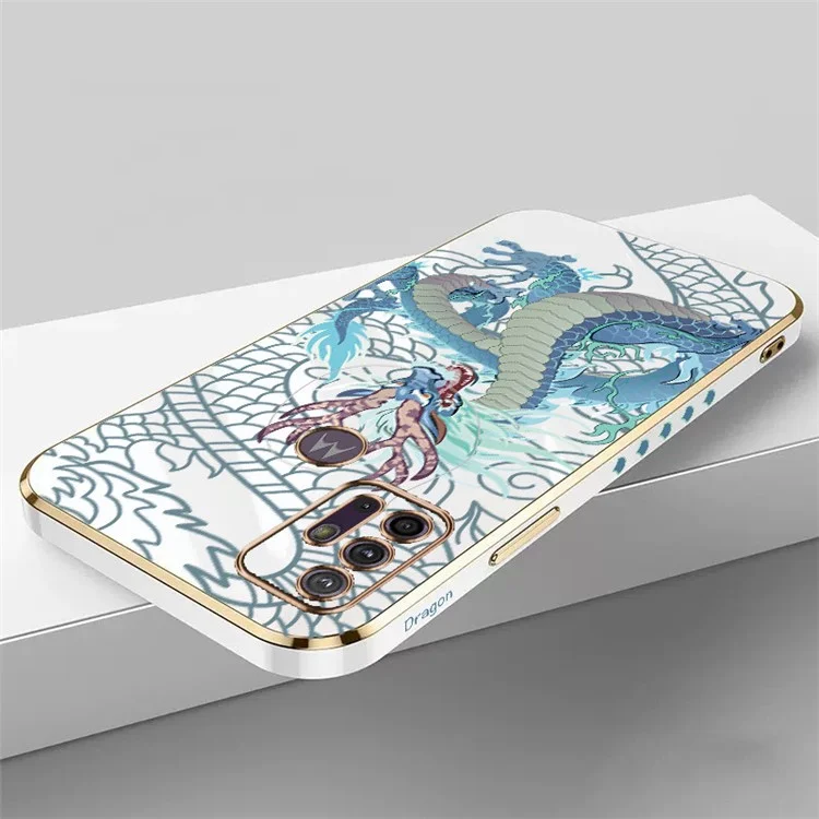 RZANTS для Motorola Moto G30 TPU Задняя крышка Китайский драконий узор Гальванизированный чехол для телефона - Белый