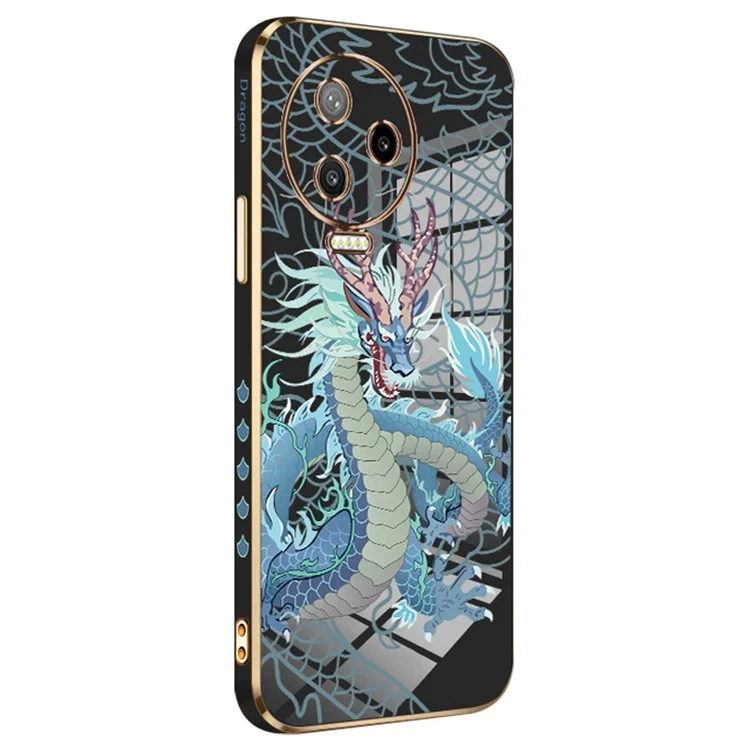 RZANTS For Infinix Note 12 Pro 4G TPU Camera Protective Case Electroplated Design Chinese Dragon Pattern Phone Cover - Black