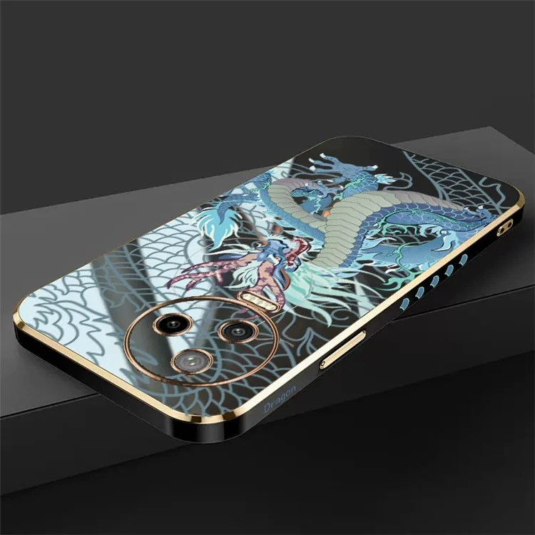 RZANTS For Infinix Note 12 Pro 4G TPU Camera Protective Case Electroplated Design Chinese Dragon Pattern Phone Cover - Black