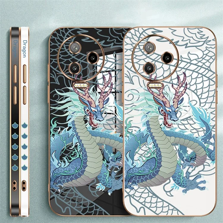 RZANTS For Infinix Note 12 Pro 4G TPU Camera Protective Case Electroplated Design Chinese Dragon Pattern Phone Cover - Black