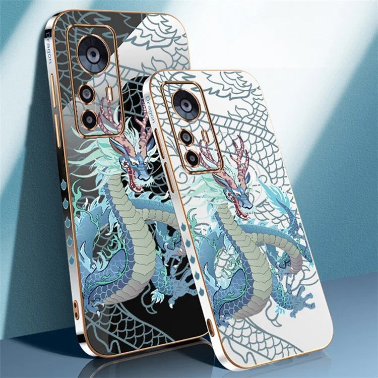 Мягкий TPU чехол для телефона RZANTS для Xiaomi 12T 5G / 12T Pro 5G / Redmi K50 Ultra 5G с электрохромным китайским драконом - черный