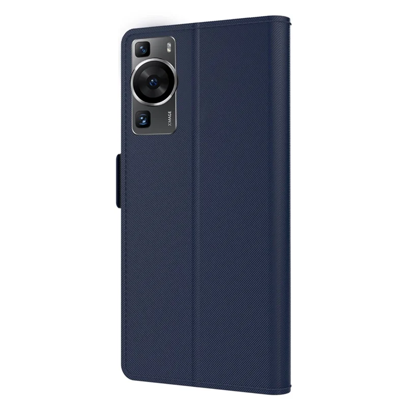 For Huawei P60 Phone Case with Mirror Card Holder PU Leather Stand Phone Cover - Blue