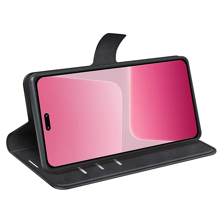Для Xiaomi 13 Lite / Civi 2 5G Квадратная застежка кожаный чехол для телефона Телячья текстура Бумажник Подставка Защита от падения Чехол - Черный