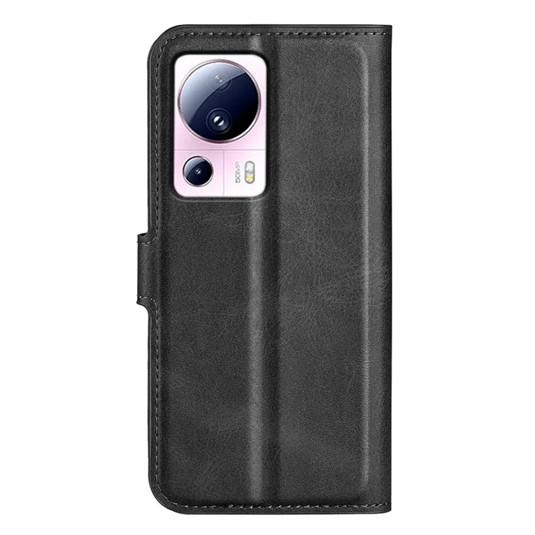 Для Xiaomi 13 Lite / Civi 2 5G Квадратная застежка кожаный чехол для телефона Телячья текстура Бумажник Подставка Защита от падения Чехол - Черный