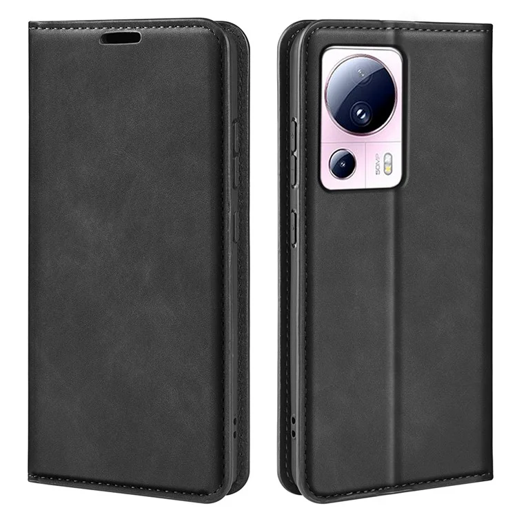Para Xiaomi 13 Lite / Civi 2 5G Skin-touch Leather Wallet Phone Case Flip Stand Protective Cover - Negro