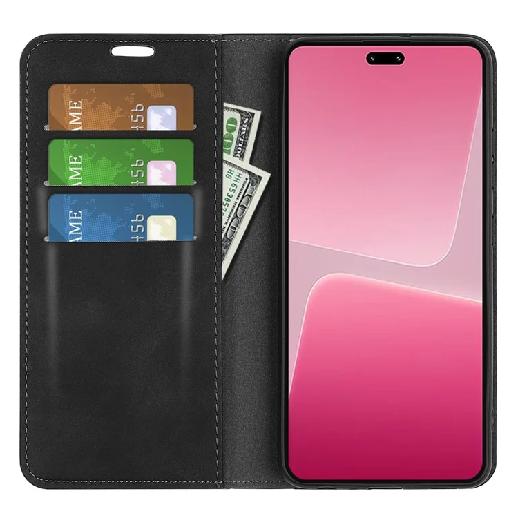 Para Xiaomi 13 Lite / Civi 2 5G Skin-touch Leather Wallet Phone Case Flip Stand Protective Cover - Negro