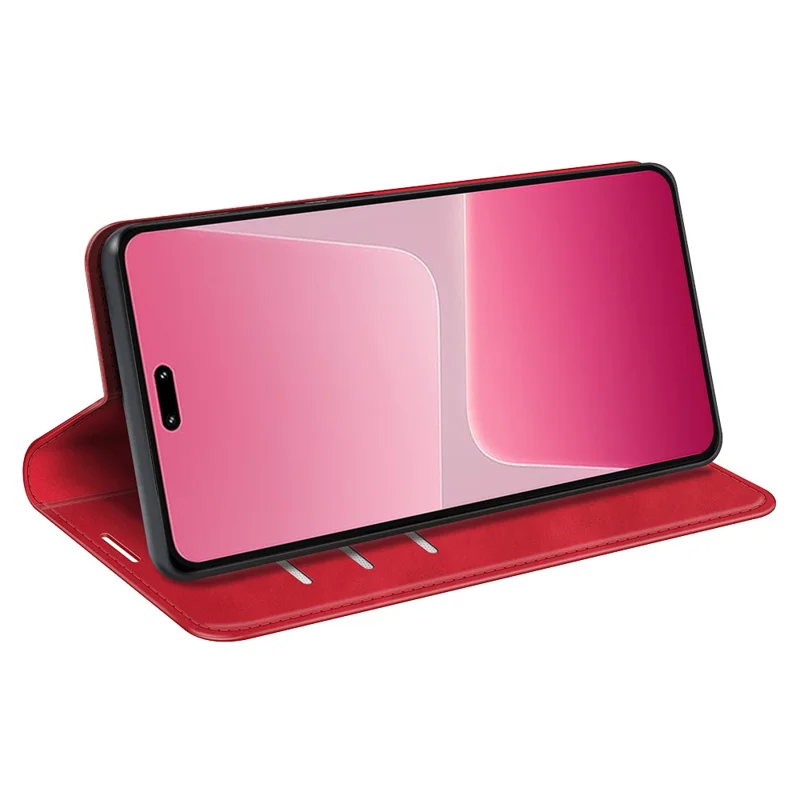 For Xiaomi 13 Lite / Civi 2 5G Skin-touch Leather Wallet Phone Case Flip Stand Protective Cover - Red