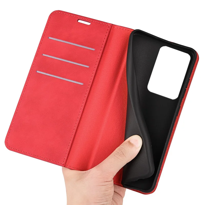 For Xiaomi 13 Lite / Civi 2 5G Skin-touch Leather Wallet Phone Case Flip Stand Protective Cover - Red