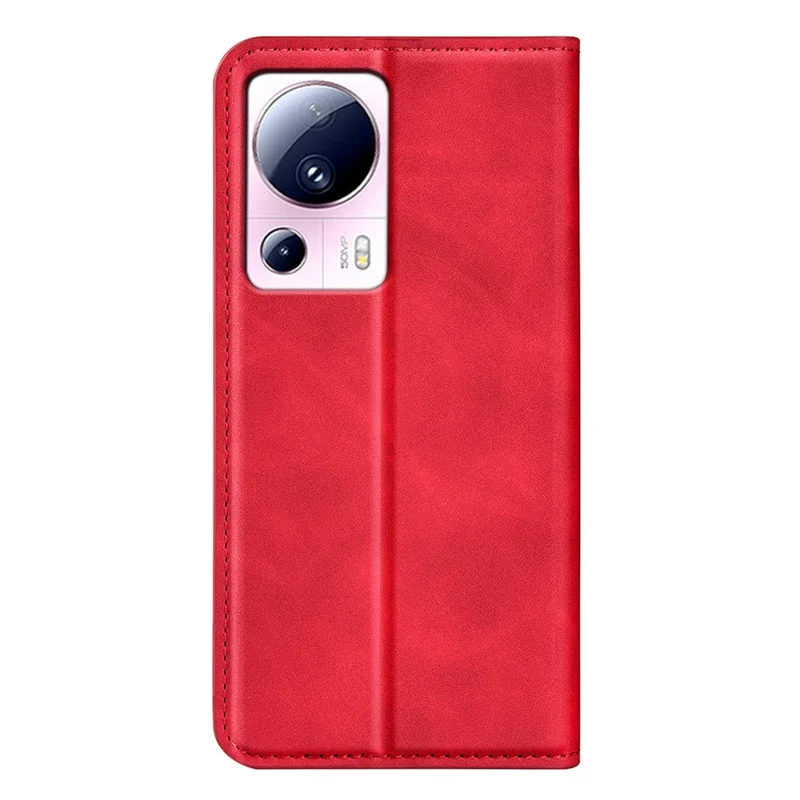 For Xiaomi 13 Lite / Civi 2 5G Skin-touch Leather Wallet Phone Case Flip Stand Protective Cover - Red