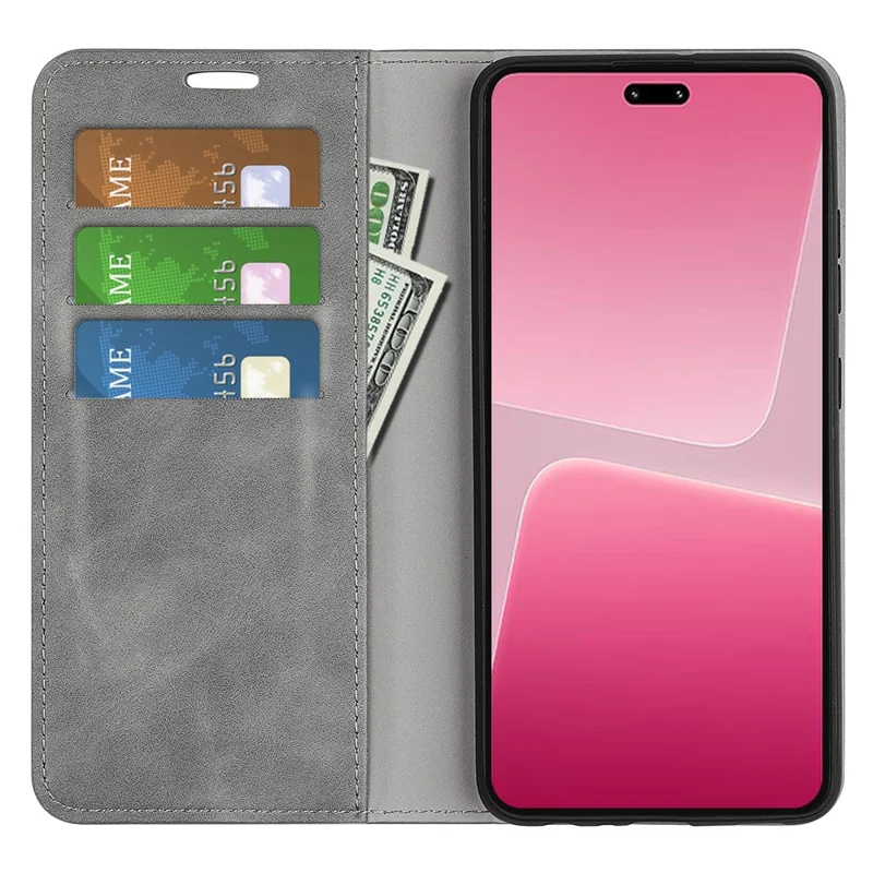 For Xiaomi 13 Lite / Civi 2 5G Skin-touch Leather Wallet Phone Case Flip Stand Protective Cover - Grey