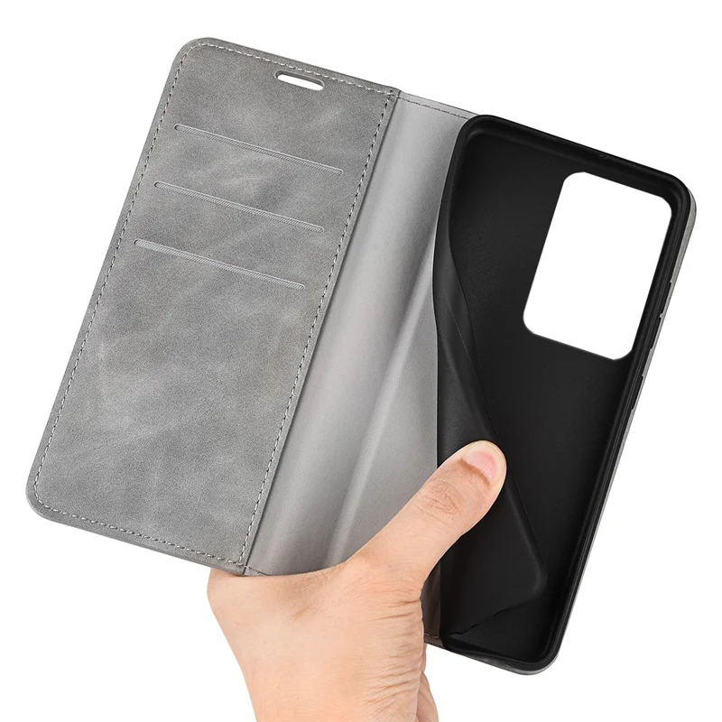 For Xiaomi 13 Lite / Civi 2 5G Skin-touch Leather Wallet Phone Case Flip Stand Protective Cover - Grey