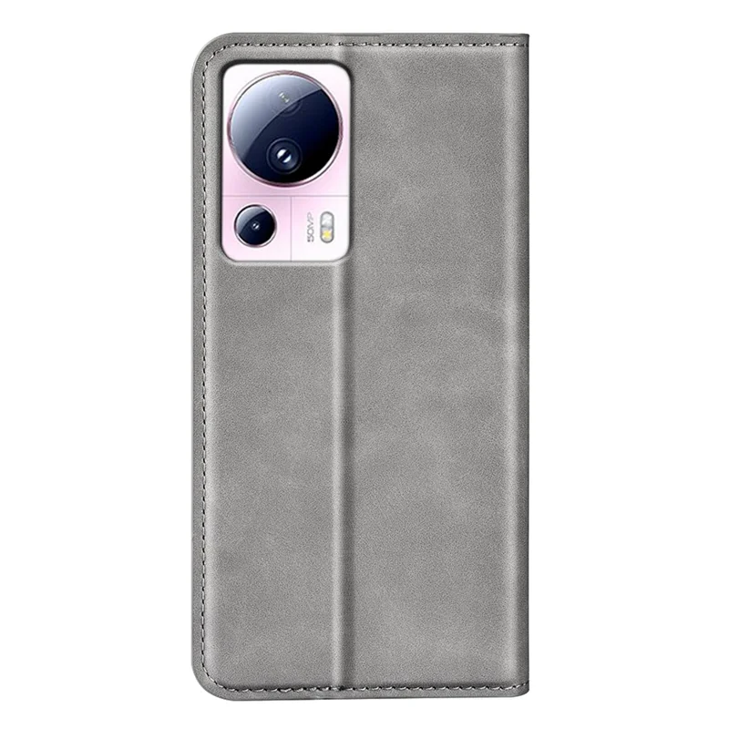 For Xiaomi 13 Lite / Civi 2 5G Skin-touch Leather Wallet Phone Case Flip Stand Protective Cover - Grey