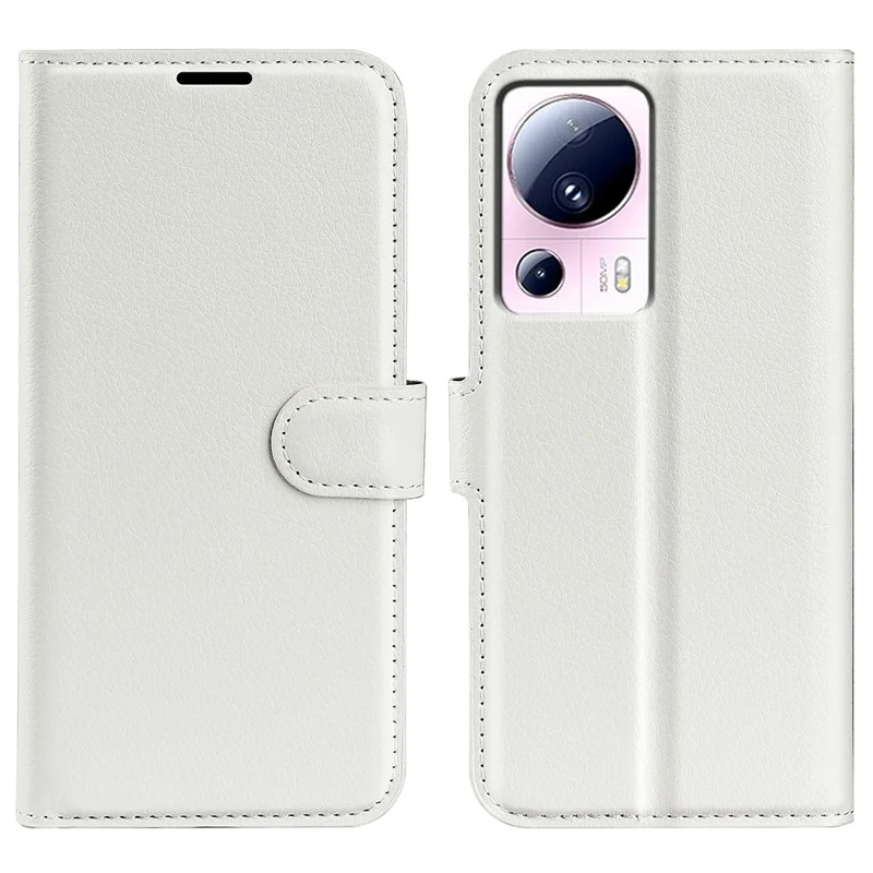 Coque en cuir PU pour Xiaomi 13 Lite / Civi 2 5G, étui portefeuille à texture de litchi avec support de retournement - Blanc