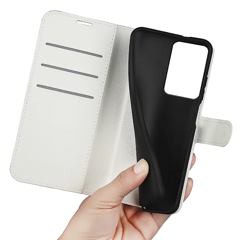 Coque en cuir PU pour Xiaomi 13 Lite / Civi 2 5G, étui portefeuille à texture de litchi avec support de retournement - Blanc