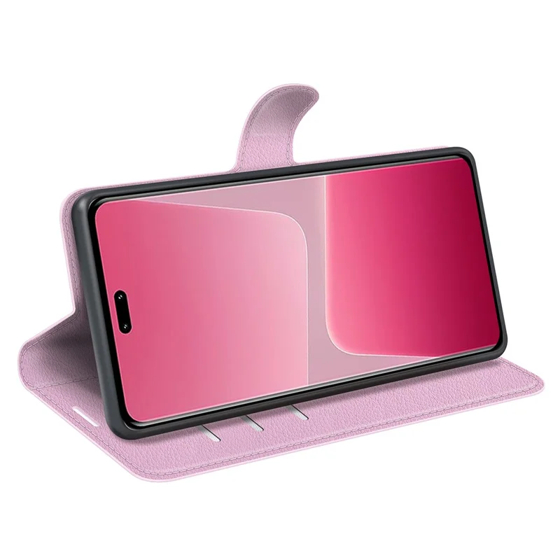 PU Leather Shell for Xiaomi 13 Lite / Civi 2 5G Litchi Texture Phone Case Wallet Stand Flip Cover - Pink