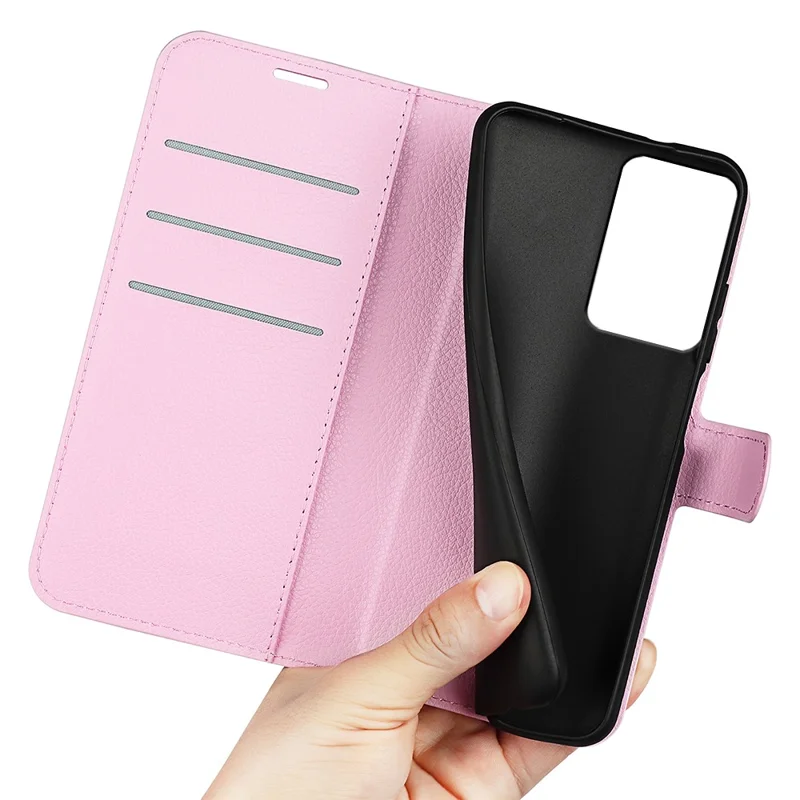 PU Leather Shell for Xiaomi 13 Lite / Civi 2 5G Litchi Texture Phone Case Wallet Stand Flip Cover - Pink