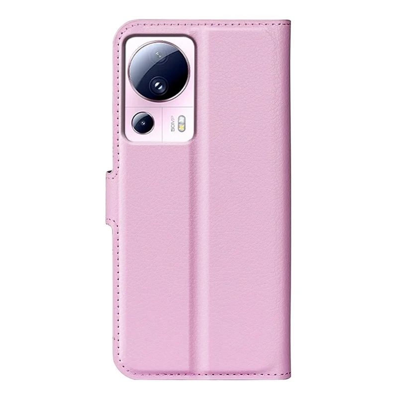 PU Leather Shell for Xiaomi 13 Lite / Civi 2 5G Litchi Texture Phone Case Wallet Stand Flip Cover - Pink