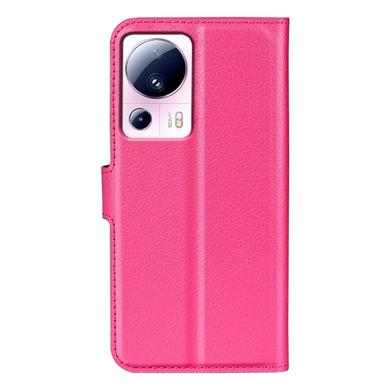 PU Leather Shell for Xiaomi 13 Lite / Civi 2 5G Litchi Texture Phone Case Wallet Stand Flip Cover - Rose