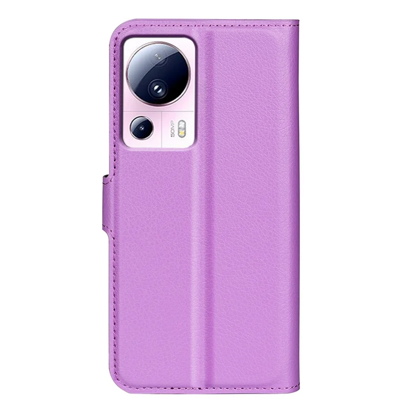 Funda de cuero sintético PU para Xiaomi 13 Lite / Civi 2 5G, con textura de piel de Litchi, funda de cartera con soporte para voltear - Púrpura