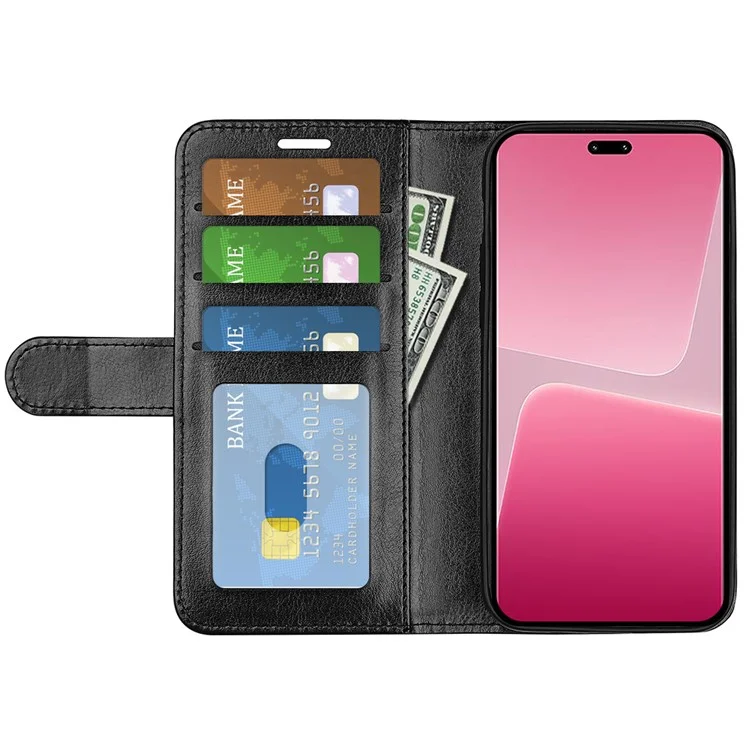 Flip Cover для Xiaomi 13 Lite / Civi 2 5G, чехол-бумажник из искусственной кожи с текстурой "Crazy Horse", со стойкой - Черный