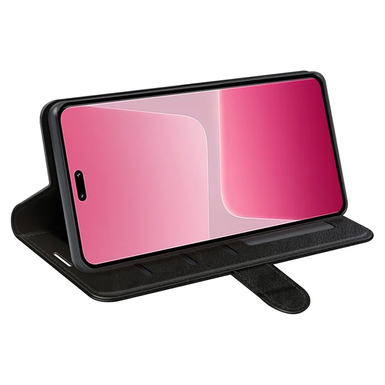 Flip Cover для Xiaomi 13 Lite / Civi 2 5G, чехол-бумажник из искусственной кожи с текстурой "Crazy Horse", со стойкой - Черный