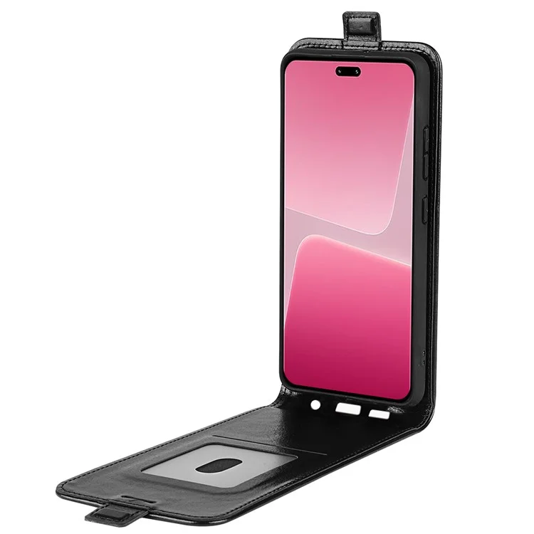 Pour Xiaomi 13 Lite / Civi 2 5G Porte-cartes Vertical Flip Phone Case Crazy Horse Texture PU Leather Cover - Noir