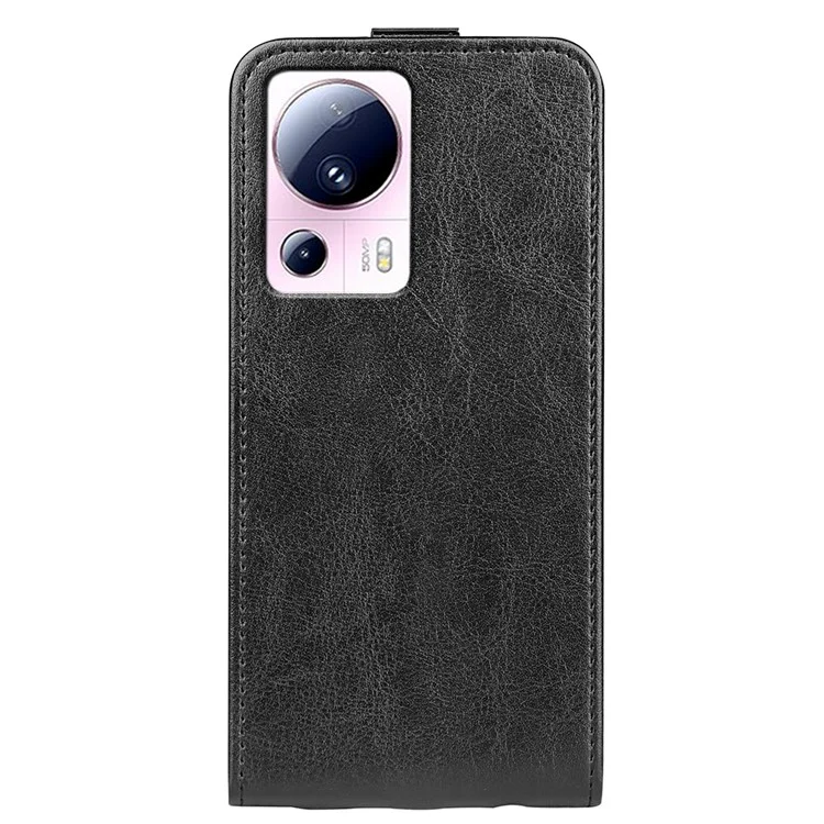Pour Xiaomi 13 Lite / Civi 2 5G Porte-cartes Vertical Flip Phone Case Crazy Horse Texture PU Leather Cover - Noir