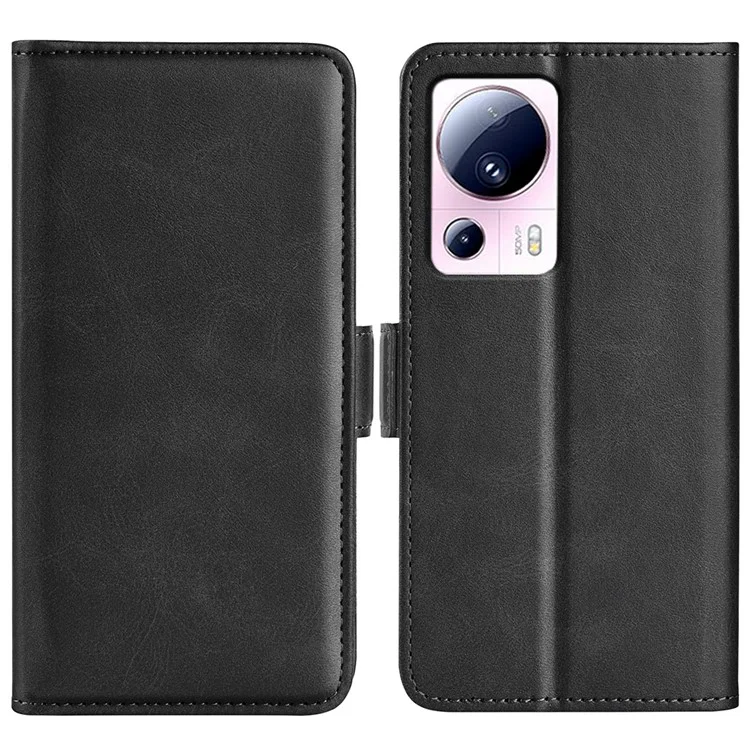 Para Xiaomi 13 Lite / Civi 2 5G Calf Texture Cell Phone Cover Stand Wallet PU Leather Phone Case - Negro
