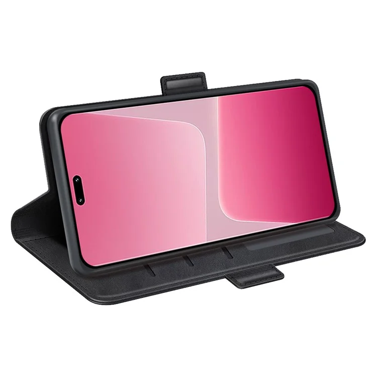 Para Xiaomi 13 Lite / Civi 2 5G Calf Texture Cell Phone Cover Stand Wallet PU Leather Phone Case - Negro