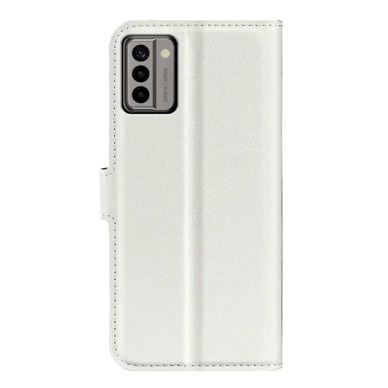 Capa de Couro PU para Nokia G22 Capa de Telefone Anti-Arranhões Textura de Litchi Carteira de Pé de Viragem - Branco