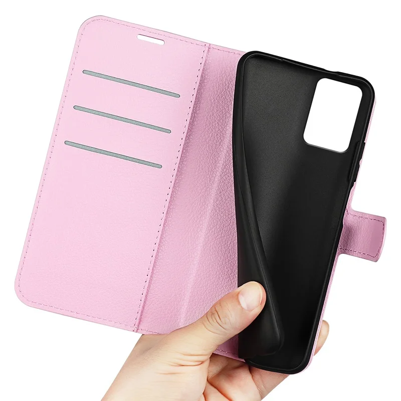 PU Leather Shell for Nokia G22 Anti-scratch Litchi Texture Phone Case Wallet Stand Flip Cover - Pink