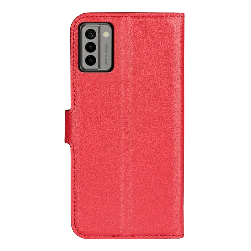 PU Leather Shell for Nokia G22 Anti-scratch Litchi Texture Phone Case Wallet Stand Flip Cover - Red