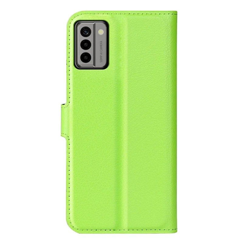 PU Leather Shell for Nokia G22 Anti-scratch Litchi Texture Phone Case Wallet Stand Flip Cover - Green