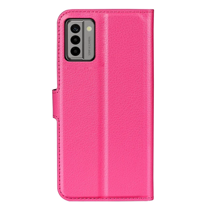 PU Leather Shell for Nokia G22 Anti-scratch Litchi Texture Phone Case Wallet Stand Flip Cover - Rose