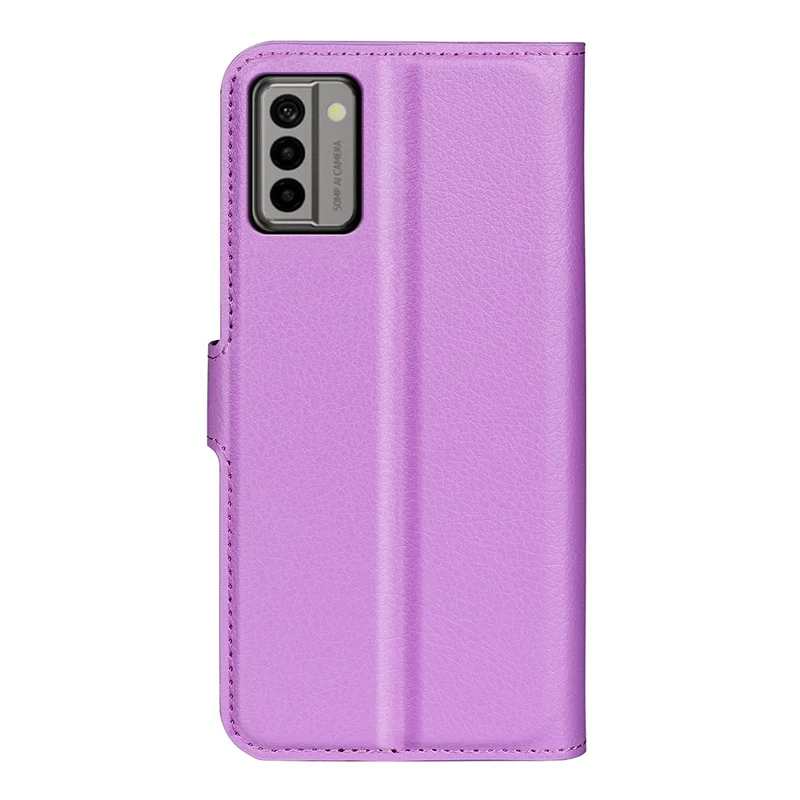 PU Leather Shell for Nokia G22 Anti-scratch Litchi Texture Phone Case Wallet Stand Flip Cover - Purple