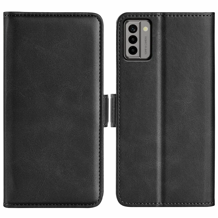 Pour Nokia G22 Anti-scratch Calf Texture Cell Phone Cover PU Leather Stand Wallet Phone Case - Noir