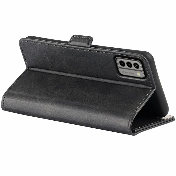 Pour Nokia G22 Anti-scratch Calf Texture Cell Phone Cover PU Leather Stand Wallet Phone Case - Noir