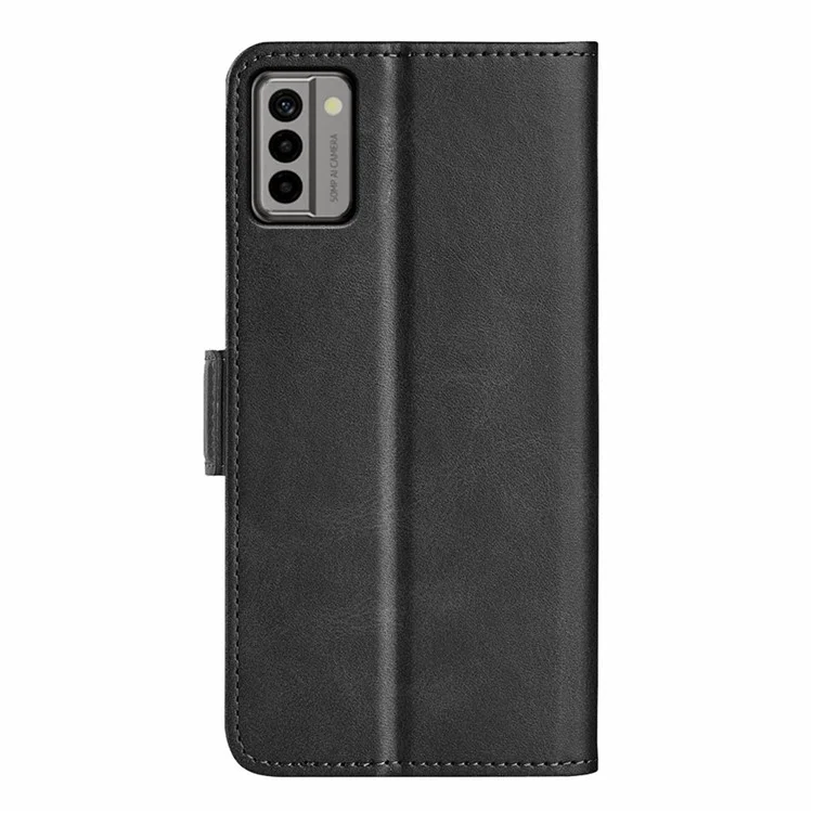 Pour Nokia G22 Anti-scratch Calf Texture Cell Phone Cover PU Leather Stand Wallet Phone Case - Noir