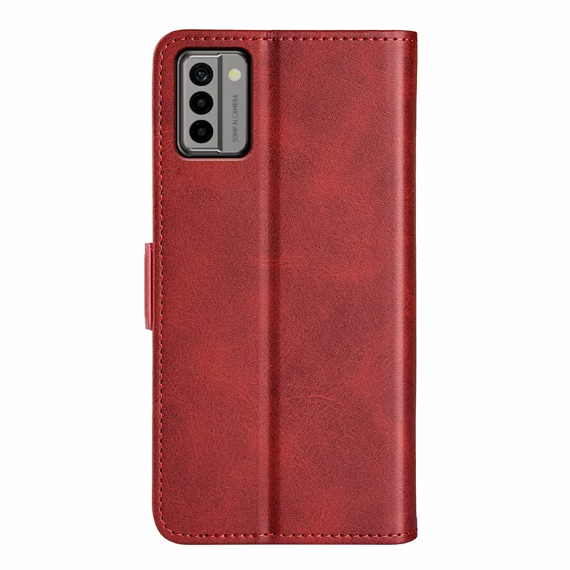 For Nokia G22 Anti-scratch Calf Texture Cell Phone Cover PU Leather Stand Wallet Phone Case - Red