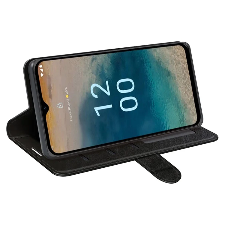 Flip Cover para Nokia G22 con textura de caballo salvaje, funda de cartera de piel sintética con soporte, resistente a golpes - Negro