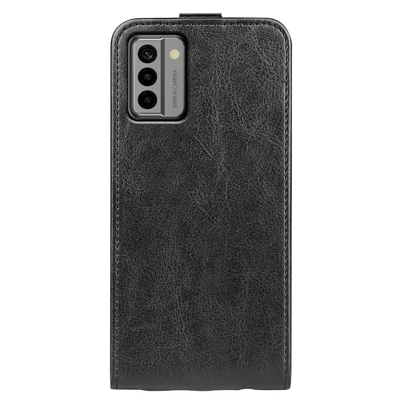 For Nokia G22 Card Holder Vertical Flip Phone Case Crazy Horse Texture Shockproof PU Leather Cover - Black