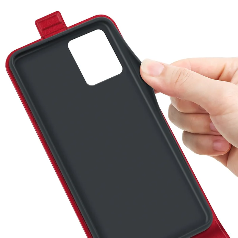 For Nokia G22 Card Holder Vertical Flip Phone Case Crazy Horse Texture Shockproof PU Leather Cover - Red