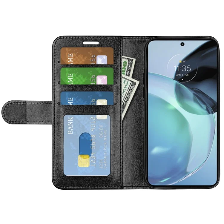 Stand Phone Case for Google Pixel 7a PU Leather Wallet Crazy Horse Texture Flip Cover - Black