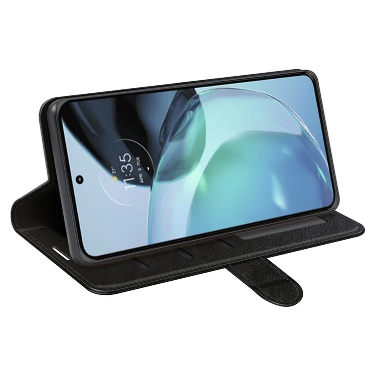 Stand Phone Case for Google Pixel 7a PU Leather Wallet Crazy Horse Texture Flip Cover - Black