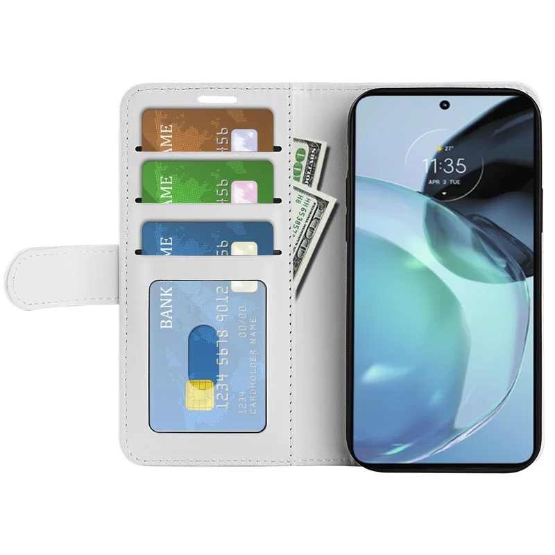 Stand Phone Case for Google Pixel 7a PU Leather Wallet Crazy Horse Texture Flip Cover - White