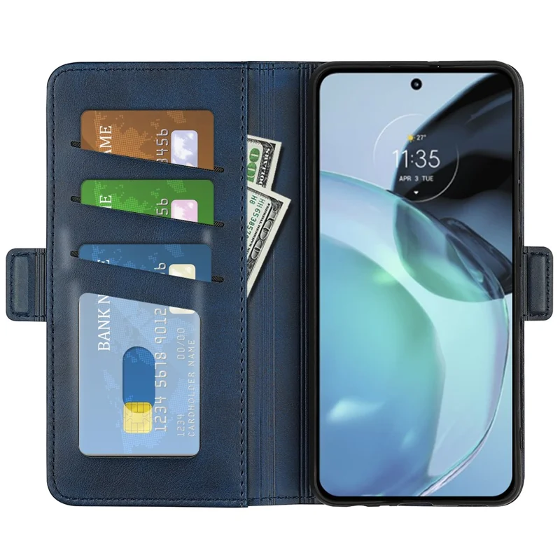 Flip Shell for Google Pixel 7a Calf Texture Cell Phone Cover Stand Wallet PU Leather Phone Case - Blue