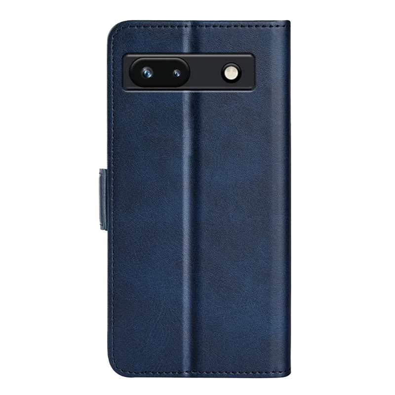 Flip Shell for Google Pixel 7a Calf Texture Cell Phone Cover Stand Wallet PU Leather Phone Case - Blue
